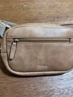 Telena Brown Leather Fanny Pack | Travel | Crossbody Bag | Vegan Purse